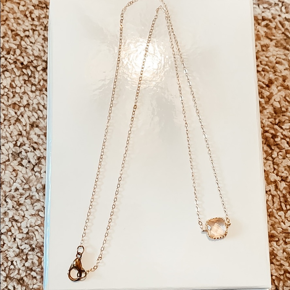 Light Pink and Gold Stone Necklace